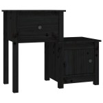 vidaXL Noptiere, 2 buc., negru, 79,5x38x65,5 cm, lemn masiv de pin