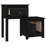 vidaXL Noptiere, 2 buc., negru, 79,5x38x65,5 cm, lemn masiv de pin