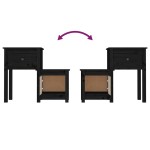 vidaXL Noptiere, 2 buc., negru, 79,5x38x65,5 cm, lemn masiv de pin