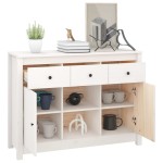 vidaXL Servantă, alb, 100x35x74,5 cm, lemn masiv de pin