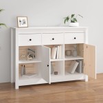 vidaXL Servantă, alb, 100x35x74 cm, lemn masiv de pin vidaXL Servantă, alb, 100x35x74 cm, lemn masiv de pin
