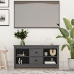 vidaXL Comodă TV, gri, 103x36,5x52 cm, lemn masiv de pin vidaXL Comodă TV, gri, 103x36,5x52 cm, lemn masiv de pin