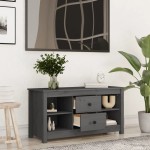 vidaXL Comodă TV, gri, 103x36,5x52 cm, lemn masiv de pin vidaXL Comodă TV, gri, 103x36,5x52 cm, lemn masiv de pin