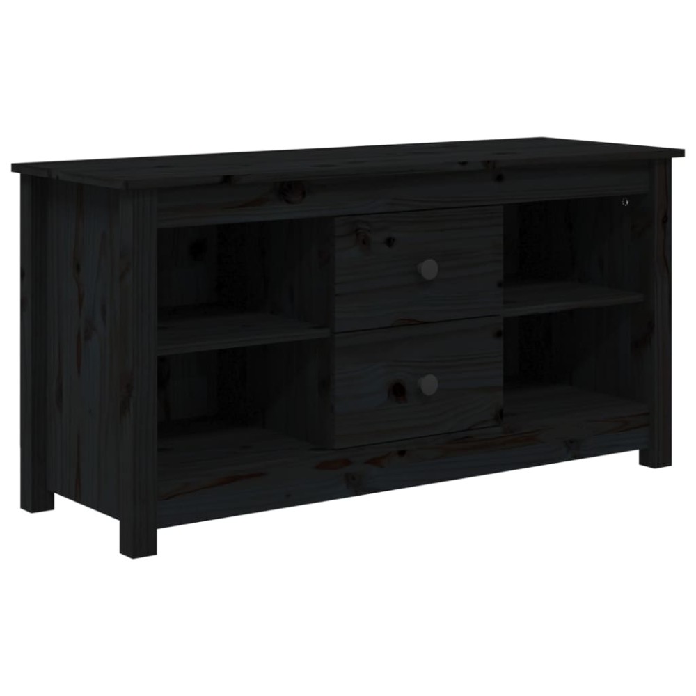 vidaXL Comodă TV, negru, 103x36,5x52 cm, lemn masiv de pin
