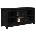 vidaXL Comodă TV, negru, 103x36,5x52 cm, lemn masiv de pin
