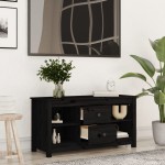 vidaXL Comodă TV, negru, 103x36,5x52 cm, lemn masiv de pin