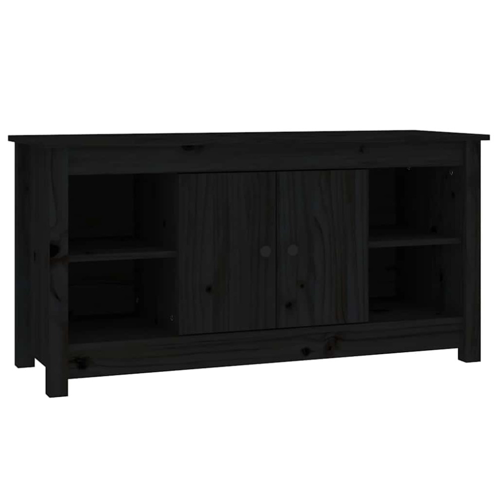 vidaXL Comodă TV, negru, 103x36,5x52 cm, lemn masiv de pin