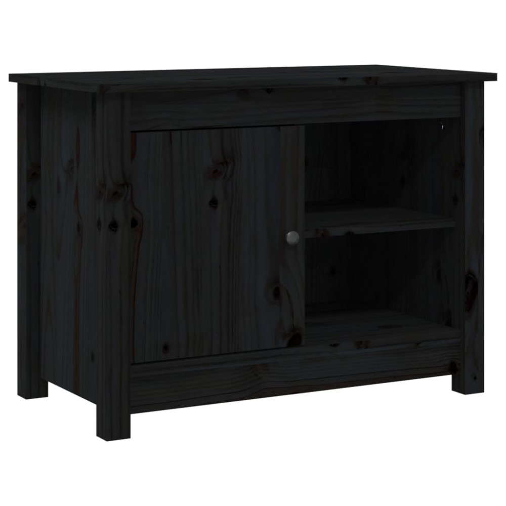 vidaXL Comodă TV, negru, 70x36,5x52 cm, lemn masiv de pin