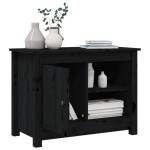 vidaXL Comodă TV, negru, 70x36,5x52 cm, lemn masiv de pin