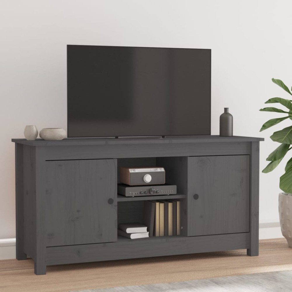vidaXL Comodă TV, gri, 103x36,5x52 cm, lemn masiv de pin