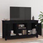 vidaXL Comodă TV, negru, 103x36,5x52 cm, lemn masiv de pin