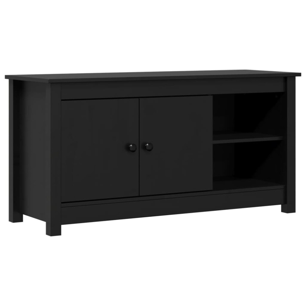 vidaXL Comodă TV, negru, 103x36,5x52 cm, lemn masiv de pin