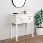 vidaXL Masă consolă, alb, 70x35x75 cm, lemn masiv de pin vidaXL Masă consolă, alb, 70x35x75 cm, lemn masiv de pin