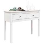 vidaXL Masă consolă, alb, 100x35x75 cm, lemn masiv de pin vidaXL Masă consolă, alb, 100x35x75 cm, lemn masiv de pin