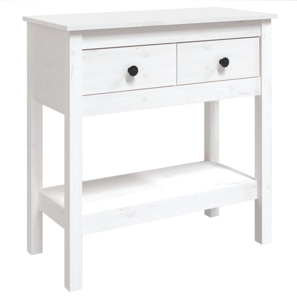 vidaXL Masă consolă, alb, 75x35x75 cm, lemn masiv de pin