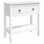 vidaXL Masă consolă, alb, 75x35x75 cm, lemn masiv de pin vidaXL Masă consolă, alb, 75x35x75 cm, lemn masiv de pin