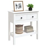 vidaXL Masă consolă, alb, 75x35x75 cm, lemn masiv de pin vidaXL Masă consolă, alb, 75x35x75 cm, lemn masiv de pin