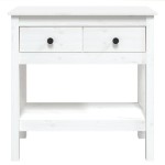 vidaXL Masă consolă, alb, 75x35x75 cm, lemn masiv de pin vidaXL Masă consolă, alb, 75x35x75 cm, lemn masiv de pin