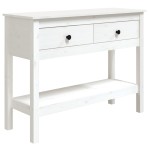 vidaXL Masă consolă, alb, 100x35x75 cm, lemn masiv de pin