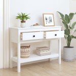 vidaXL Masă consolă, alb, 100x35x75 cm, lemn masiv de pin