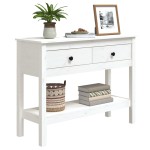 vidaXL Masă consolă, alb, 100x35x75 cm, lemn masiv de pin