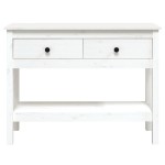 vidaXL Masă consolă, alb, 100x35x75 cm, lemn masiv de pin
