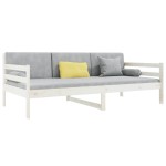 vidaXL Pat de zi fără saltea, alb, 90x190 cm, lemn masiv pin vidaXL Pat de zi fără saltea, alb, 90x190 cm, lemn masiv pin