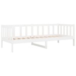 vidaXL Pat de zi fără saltea, alb, 90x190 cm, lemn masiv pin