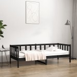 vidaXL Pat de zi, negru, 90x190 cm, lemn masiv de pin