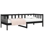 vidaXL Pat de zi, negru, 90x190 cm, lemn masiv de pin