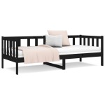 vidaXL Pat de zi, negru, 90x190 cm, lemn masiv de pin
