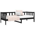 vidaXL Pat de zi, negru, 90x190 cm, lemn masiv de pin