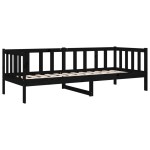 vidaXL Pat de zi, negru, 90x190 cm, lemn masiv de pin