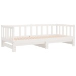 vidaXL Pat de zi extensibil, alb, 2x(90x190) cm, lemn masiv de pin