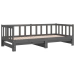 vidaXL Pat de zi extensibil, gri, 2x(90x190) cm, lemn masiv de pin