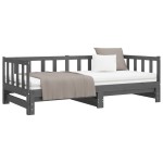 vidaXL Pat de zi extensibil, gri, 2x(90x190) cm, lemn masiv de pin