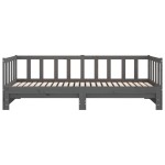 vidaXL Pat de zi extensibil, gri, 2x(90x190) cm, lemn masiv de pin