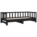 vidaXL Pat de zi extensibil, negru, 2x(90x190) cm, lemn masiv de pin