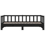 vidaXL Pat de zi extensibil, negru, 2x(90x190) cm, lemn masiv de pin
