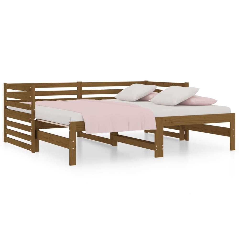 vidaXL Pat de zi extensibil maro miere 2x(90x190) cm lemn masiv de pin
