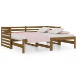 vidaXL Pat de zi extensibil maro miere 2x(90x190) cm lemn masiv de pin