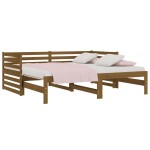 vidaXL Pat de zi extensibil maro miere 2x(90x190) cm lemn masiv de pin
