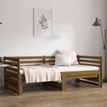 vidaXL Pat de zi extensibil maro miere 2x(90x190) cm lemn masiv de pin
