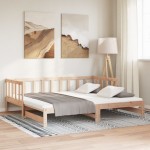 vidaXL Pat de zi extensibil, 2x(80x200) cm, lemn masiv de pin