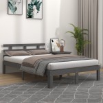 vidaXL Cadru de pat King Size, gri, 150x200 cm, lemn masiv vidaXL Cadru de pat King Size, gri, 150x200 cm, lemn masiv