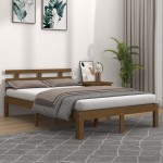 vidaXL Cadru de pat King Size, maro miere, 150x200 cm, lemn masiv vidaXL Cadru de pat King Size, maro miere, 150x200 cm, lemn masiv