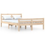 vidaXL Cadru de pat dublu, 135x190 cm, lemn masiv