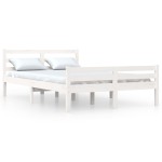 vidaXL Cadru de pat dublu, alb, 135x190 cm, lemn masiv