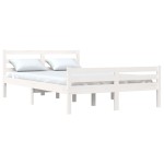 vidaXL Cadru de pat dublu, alb, 135x190 cm, lemn masiv