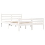 vidaXL Cadru de pat dublu, alb, 135x190 cm, lemn masiv